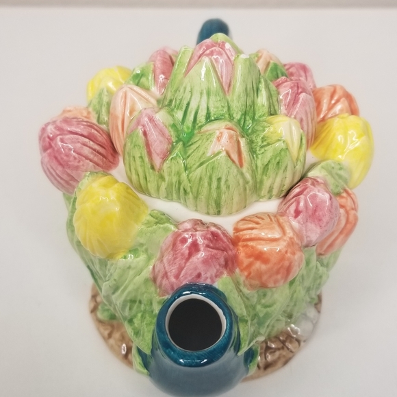 Cranbury Square March Miniature Teapot Tip-Toe Through The Tulips Floral Teapot - Picture 5 of 13